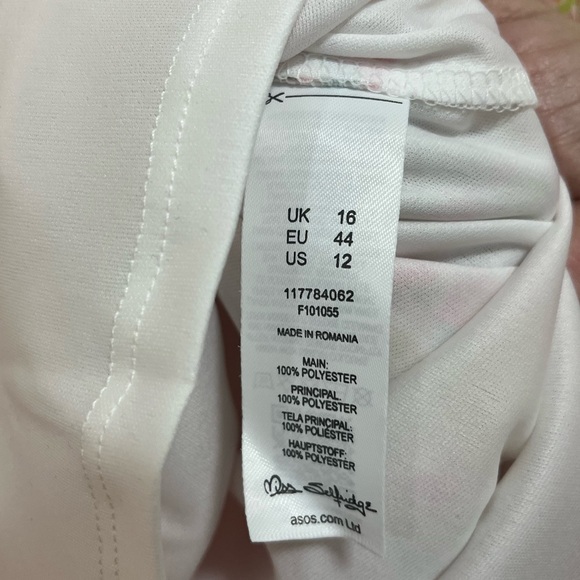 Miss Selfridge Floral Chiffon Romper Pink Yellow Long Sleeve V-Neck US 12 NWT - Picture 5 of 11